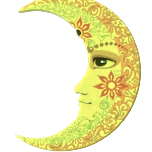 Rare Find - Crescent Side Face Boho Moon Brooch / Pin - Picture 2 of 4